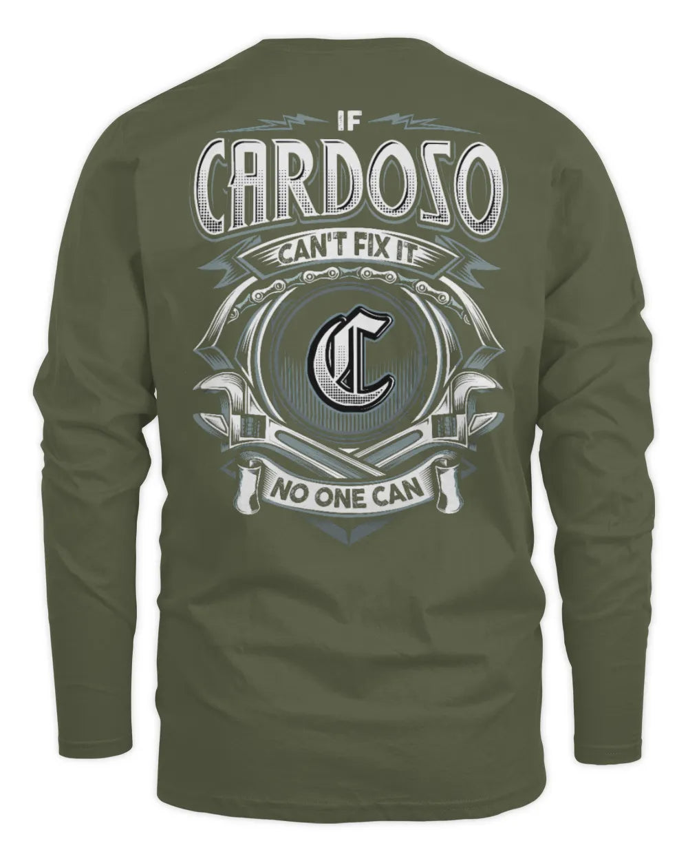 CARDOSO AP81-K4-626 - Personalized Ahmed Quote Apparel “If Ahmed Can't Fix It, No One Can” - Men's Long Sleeved T-Shirt - Military Green
