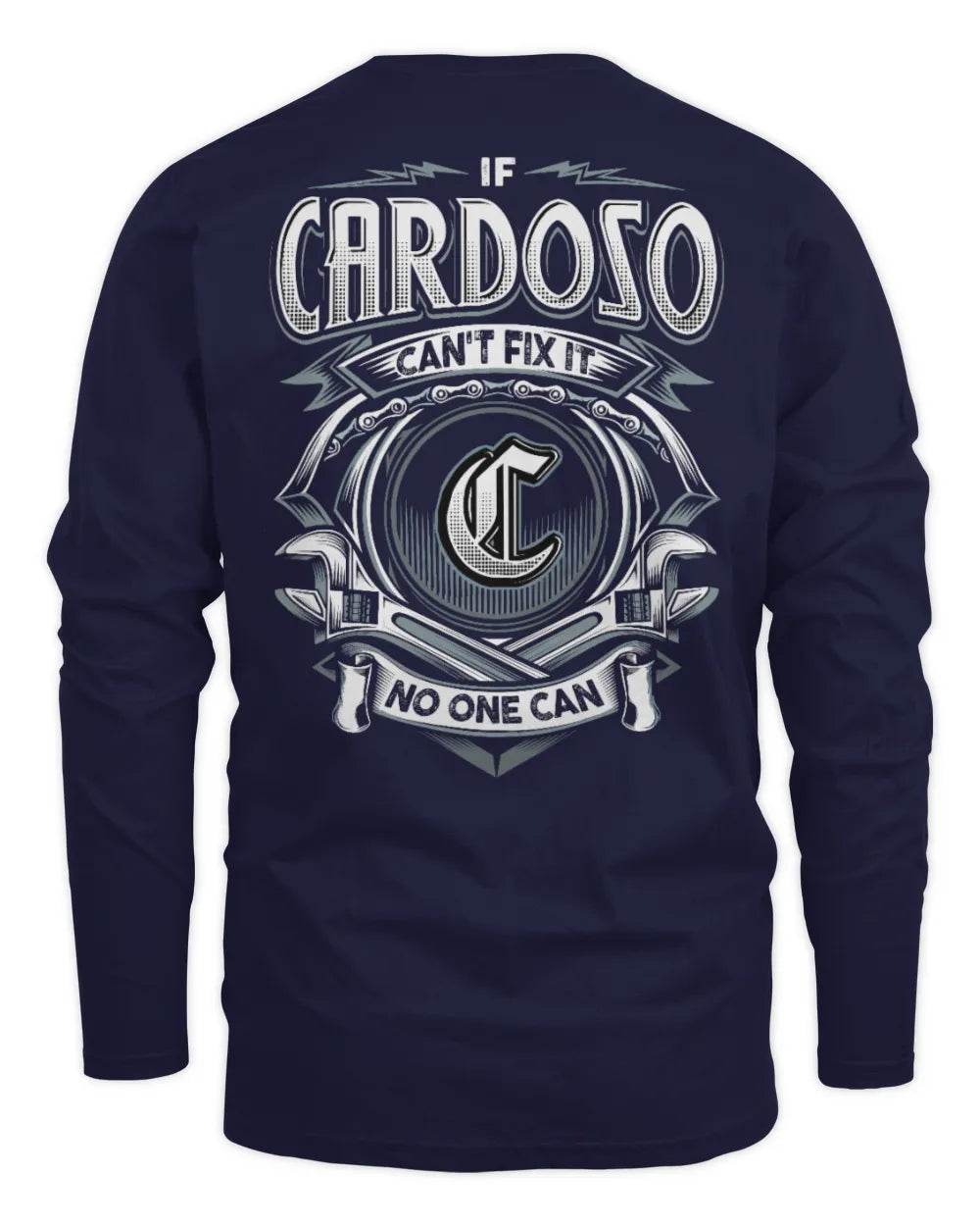 CARDOSO AP81-K4-626 - Personalized Ahmed Quote Apparel “If Ahmed Can't Fix It, No One Can” - Men's Long Sleeved T-Shirt - Navy