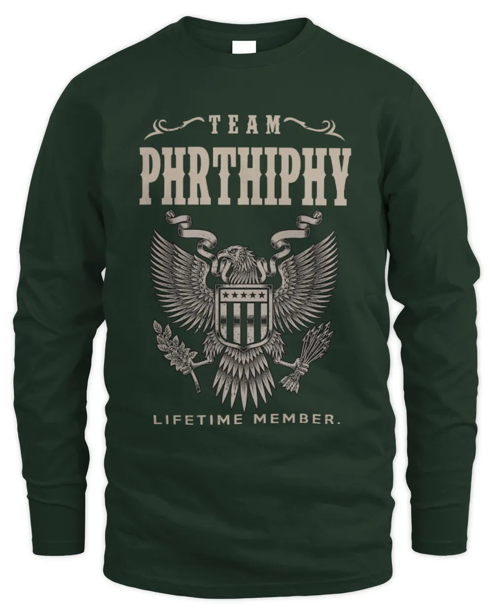 PHRTHIPHY TP06-K82 – Personalized Classic Style Apparel “Team NAME Lifetime Member” - Men's Long Sleeved T-Shirt - Forest Green