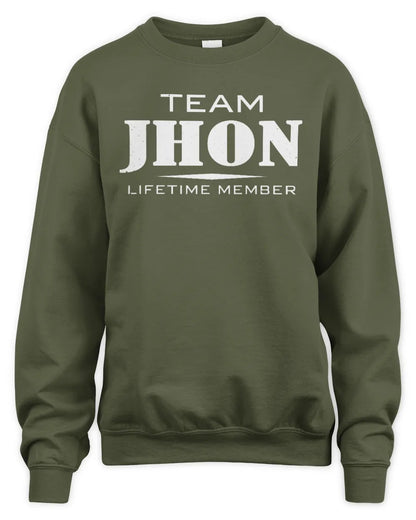 JHON BL62-K4-128 - Personalized “Team NAME Lifetime Member” - Unisex Sweatshirt - Military Green