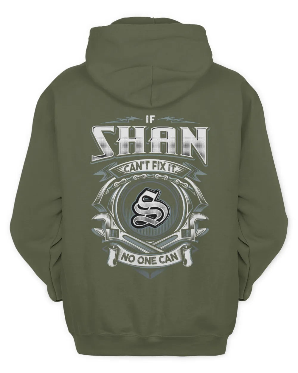 SHAN AP81-K4-626 - Personalized Ahmed Quote Apparel “If Ahmed Can't Fix It, No One Can” - Unisex Hoodie - Military Green