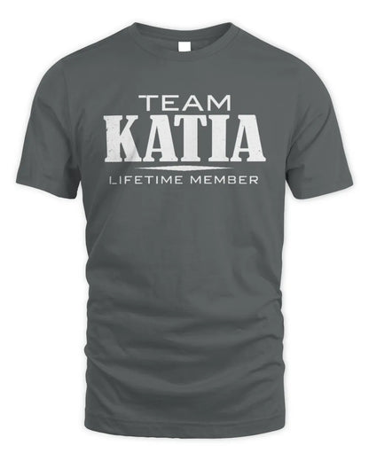 KATIA BL62-K4-128 - Personalized “Team NAME Lifetime Member” - Unisex Standard T-Shirt - Charcoal