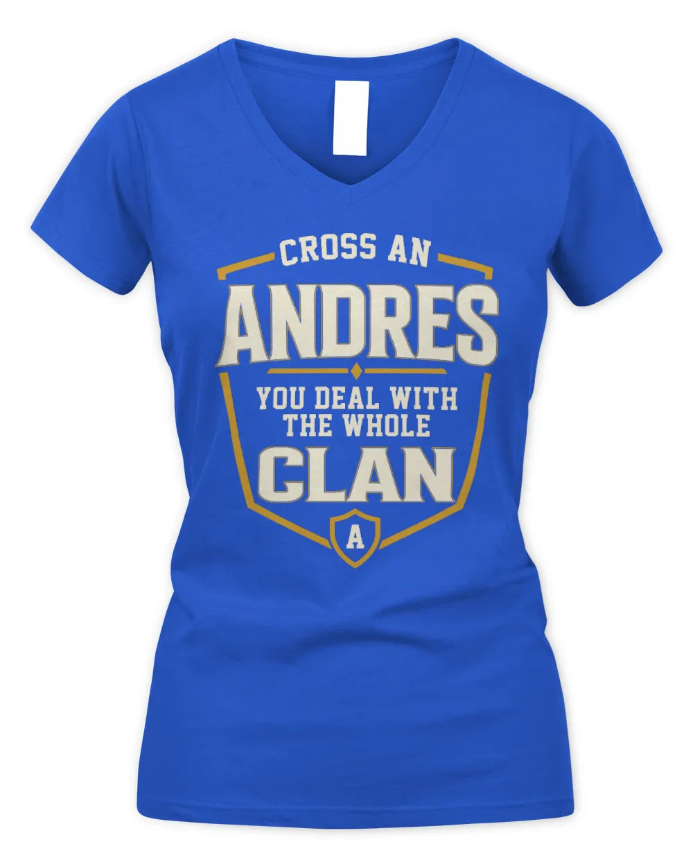 ANDRES NT1-K008 Cross A/An NAME, You Deal With the Whole Clan | Personalized Vintage T-Shirt - Women's V-Neck T-Shirt - Royal