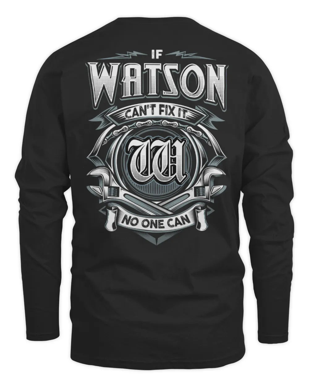 WATSON AP81-K4-626 - Personalized Ahmed Quote Apparel “If Ahmed Can't Fix It, No One Can” - Men's Long Sleeved T-Shirt - Black