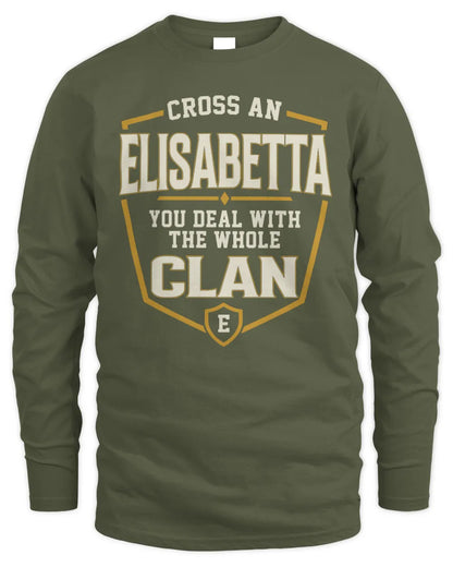 ELISABETTA NT1-K008 Cross A/An NAME, You Deal With the Whole Clan | Personalized Vintage T-Shirt - Men's Long Sleeved T-Shirt - Military Green