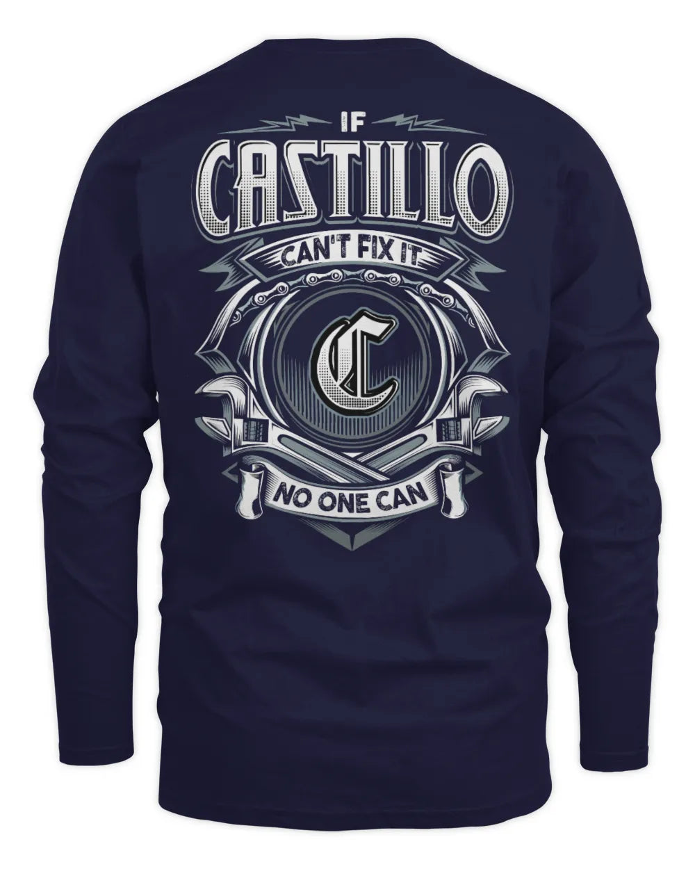 CASTILLO AP81-K4-626 - Personalized Ahmed Quote Apparel “If Ahmed Can't Fix It, No One Can” - Men's Long Sleeved T-Shirt - Navy