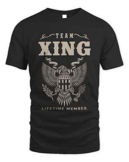 XING TP06-K82 – Personalized Classic Style Apparel “Team NAME Lifetime Member” - Unisex Standard T-Shirt - Black