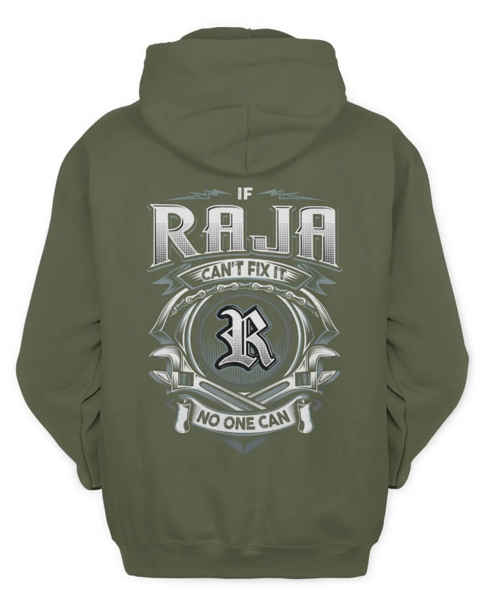 RAJA AP81-K4-626 - Personalized Ahmed Quote Apparel “If Ahmed Can't Fix It, No One Can” - Unisex Hoodie - Military Green