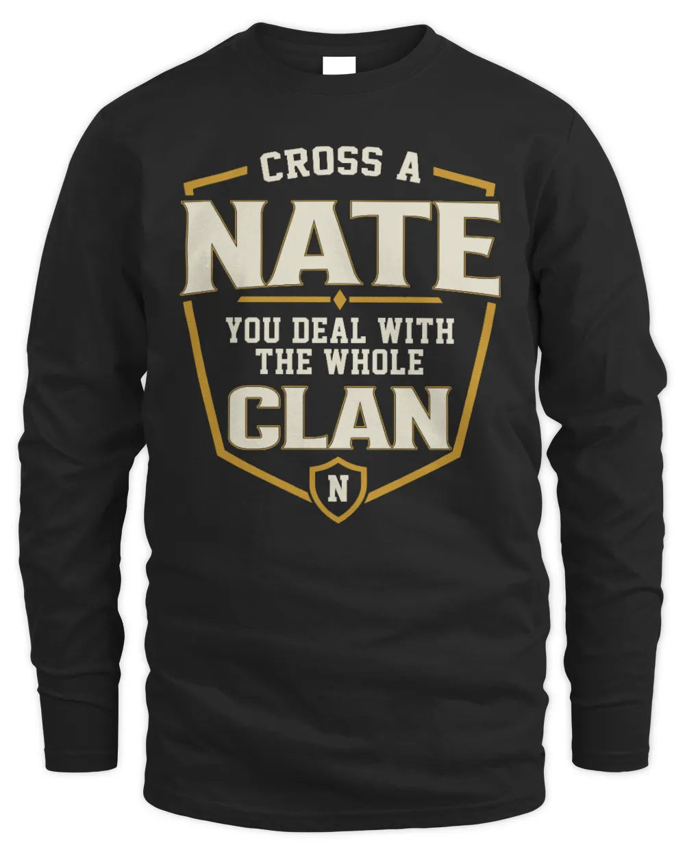 NATE NT1-K008 Cross A/An NAME, You Deal With the Whole Clan | Personalized Vintage T-Shirt - Men's Long Sleeved T-Shirt - Black