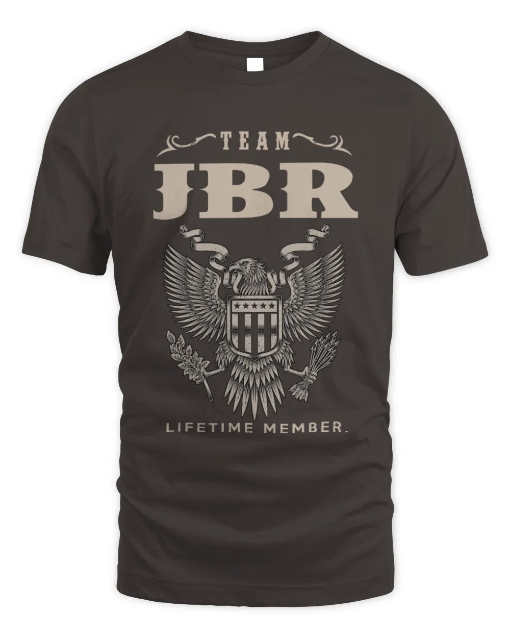 JBR TP06-K82 – Personalized Classic Style Apparel “Team NAME Lifetime Member” - Unisex Standard T-Shirt - Dark Chocolate