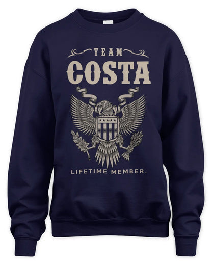 COSTA TP06-K82 – Personalized Classic Style Apparel “Team NAME Lifetime Member” - Unisex Sweatshirt - Navy
