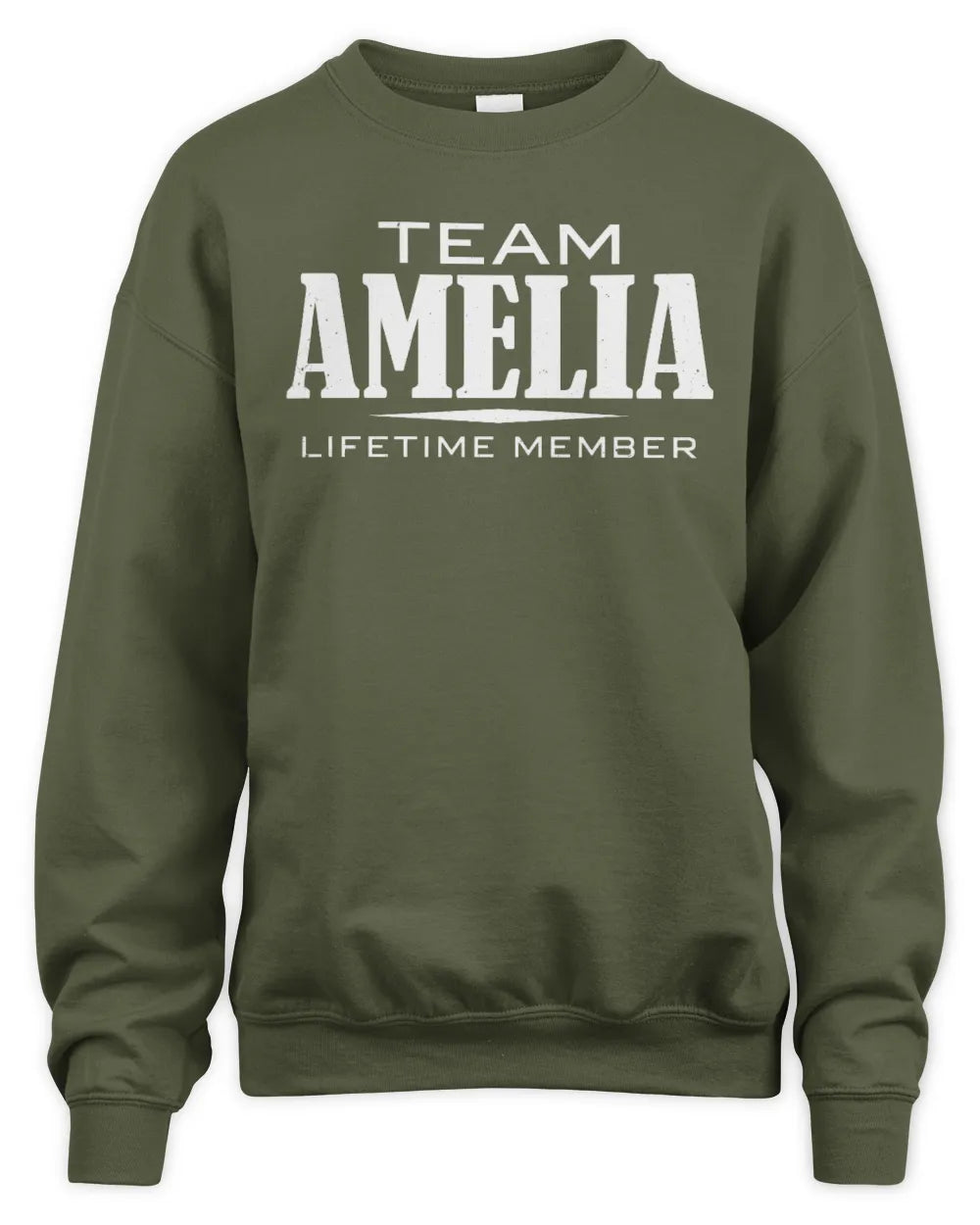 AMELIA BL62-K4-128 - Personalized “Team NAME Lifetime Member” - Unisex Sweatshirt - Military Green