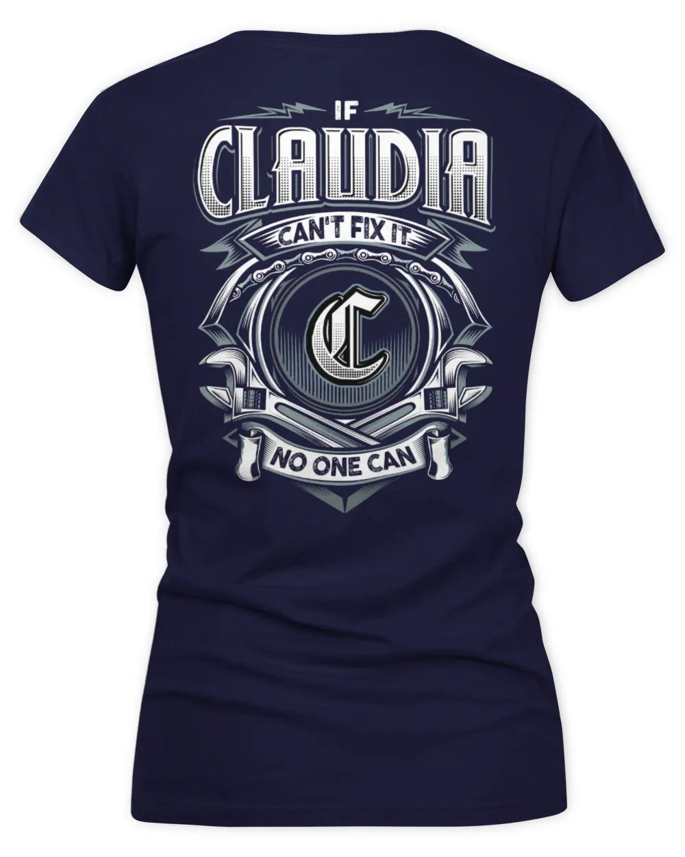 CLAUDIA AP81-K4-626 - Personalized Ahmed Quote Apparel “If Ahmed Can't Fix It, No One Can” - Women's V-Neck T-Shirt - Navy