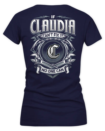 CLAUDIA AP81-K4-626 - Personalized Ahmed Quote Apparel “If Ahmed Can't Fix It, No One Can” - Women's V-Neck T-Shirt - Navy