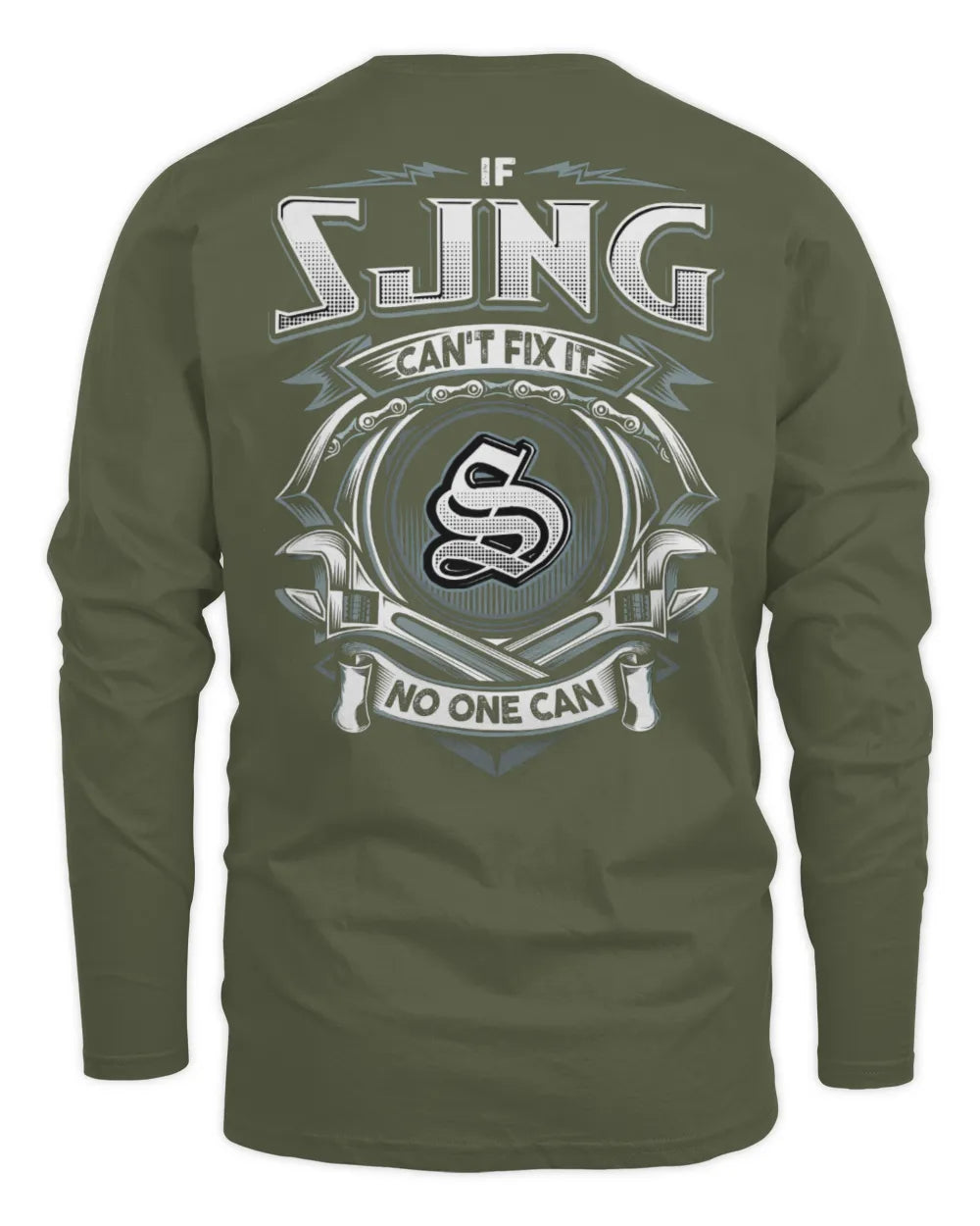 SJNG AP81-K4-626 - Personalized Ahmed Quote Apparel “If Ahmed Can't Fix It, No One Can” - Men's Long Sleeved T-Shirt - Military Green