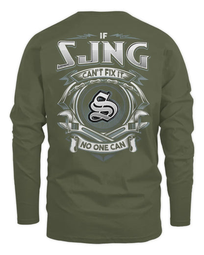 SJNG AP81-K4-626 - Personalized Ahmed Quote Apparel “If Ahmed Can't Fix It, No One Can” - Men's Long Sleeved T-Shirt - Military Green
