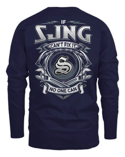 SJNG AP81-K4-626 - Personalized Ahmed Quote Apparel “If Ahmed Can't Fix It, No One Can” - Men's Long Sleeved T-Shirt - Navy