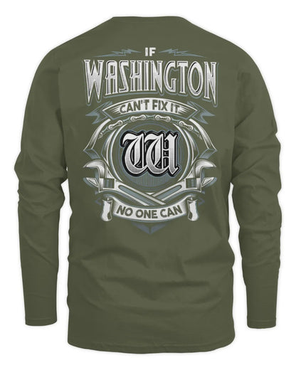 WASHINGTON AP81-K4-626 - Personalized Ahmed Quote Apparel “If Ahmed Can't Fix It, No One Can” - Men's Long Sleeved T-Shirt - Military Green
