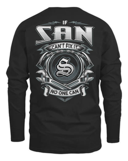 SAN AP81-K4-626 - Personalized Ahmed Quote Apparel “If Ahmed Can't Fix It, No One Can” - Men's Long Sleeved T-Shirt - Black