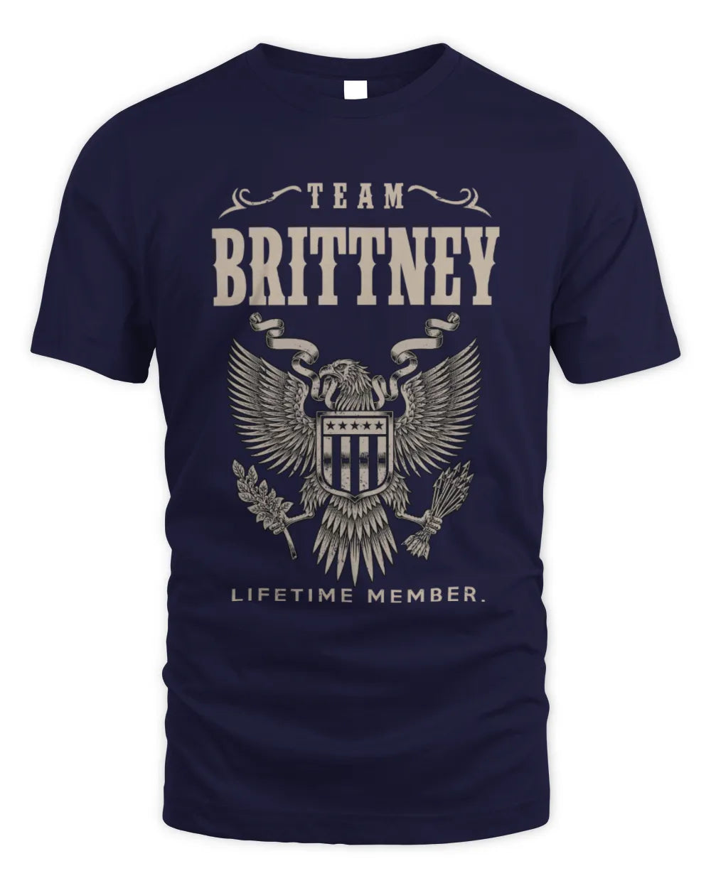 BRITTNEY TP06-K82 – Personalized Classic Style Apparel “Team NAME Lifetime Member” - Unisex Standard T-Shirt - Navy