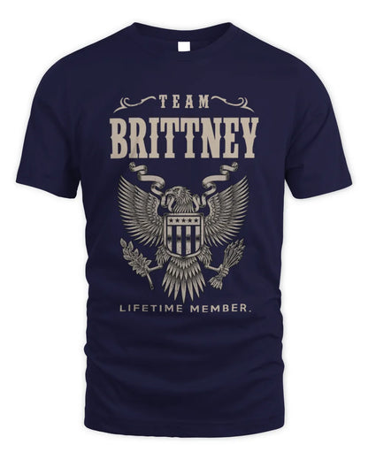 BRITTNEY TP06-K82 – Personalized Classic Style Apparel “Team NAME Lifetime Member” - Unisex Standard T-Shirt - Navy