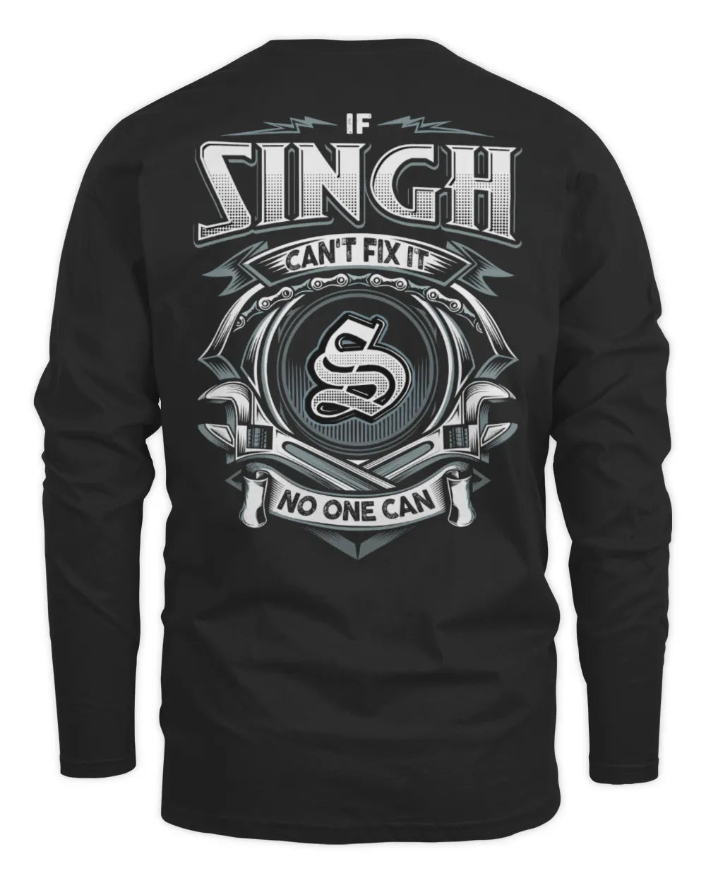 SINGH AP81-K4-626 - Personalized Ahmed Quote Apparel “If Ahmed Can't Fix It, No One Can” - Men's Long Sleeved T-Shirt - Black