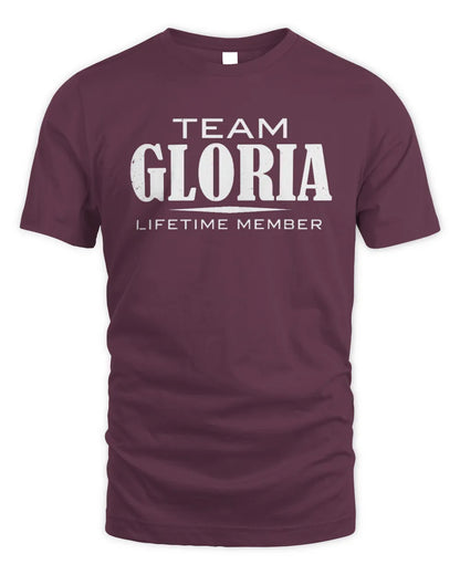 GLORIA BL62-K4-128 - Personalized “Team NAME Lifetime Member” - Unisex Standard T-Shirt - Maroon
