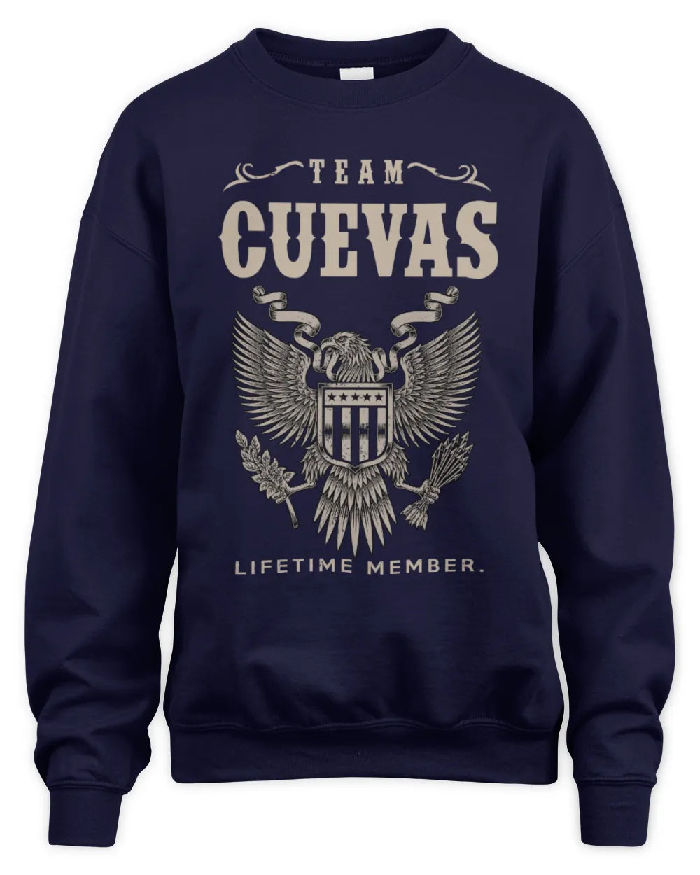 CUEVAS TP06-K82 – Personalized Classic Style Apparel “Team NAME Lifetime Member” - Unisex Sweatshirt - Navy