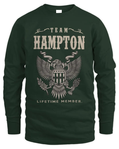 HAMPTON TP06-K82 – Personalized Classic Style Apparel “Team NAME Lifetime Member” - Men's Long Sleeved T-Shirt - Forest Green