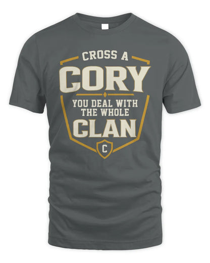 CORY NT1-K008 Cross A/An NAME, You Deal With the Whole Clan | Personalized Vintage T-Shirt - Unisex Standard T-Shirt - Charcoal