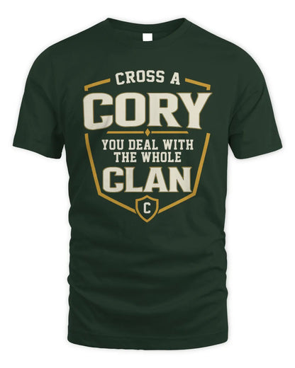 CORY NT1-K008 Cross A/An NAME, You Deal With the Whole Clan | Personalized Vintage T-Shirt - Unisex Standard T-Shirt - Forest Green