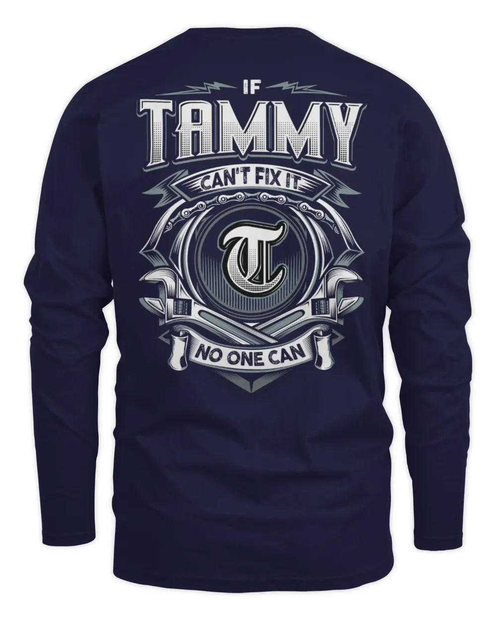 TAMMY AP81-K4-626 - Personalized Ahmed Quote Apparel “If Ahmed Can't Fix It, No One Can” - Men's Long Sleeved T-Shirt - Navy