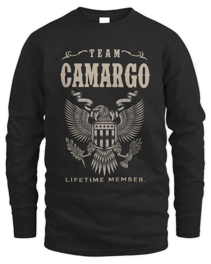 CAMARGO TP06-K82 – Personalized Classic Style Apparel “Team NAME Lifetime Member” - Men's Long Sleeved T-Shirt - Black