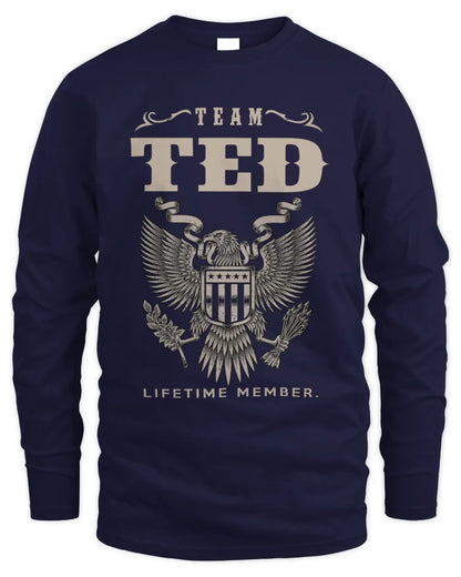 TED TP06-K82 – Personalized Classic Style Apparel “Team NAME Lifetime Member” - Men's Long Sleeved T-Shirt - Navy