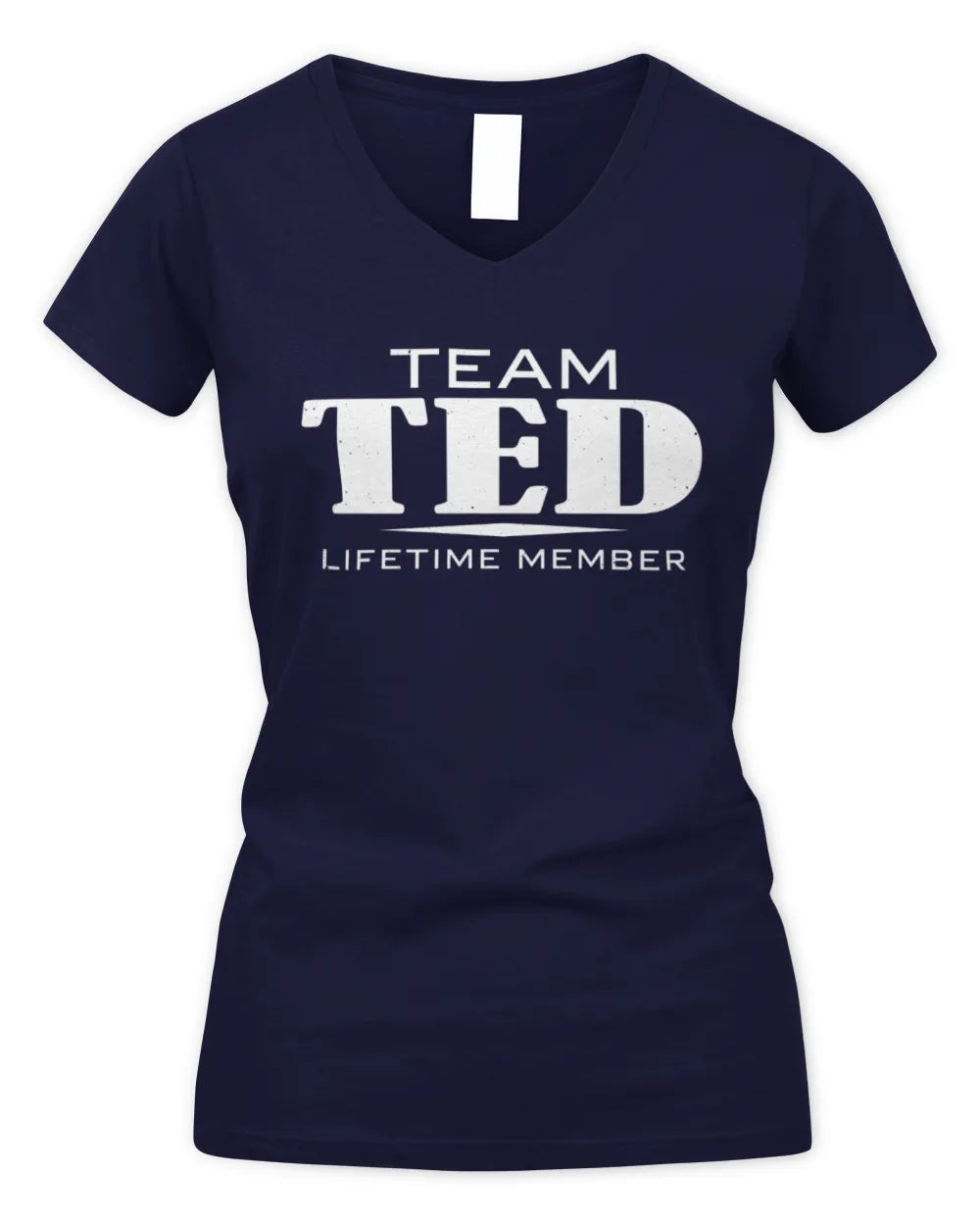 TED BL62-K4-128 - Personalized “Team NAME Lifetime Member” - Women's V-Neck T-Shirt - Navy