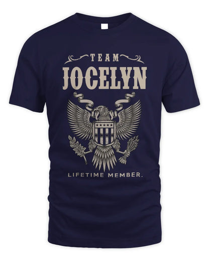 JOCELYN TP06-K82 – Personalized Classic Style Apparel “Team NAME Lifetime Member” - Unisex Standard T-Shirt - Navy
