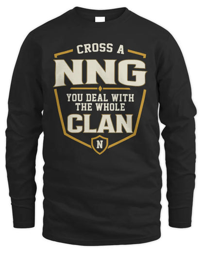 NNG NT1-K008 Cross A/An NAME, You Deal With the Whole Clan | Personalized Vintage T-Shirt - Men's Long Sleeved T-Shirt - Black
