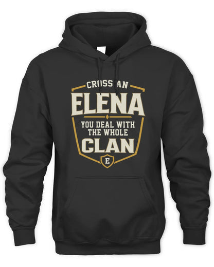 ELENA NT1-K008 Cross A/An NAME, You Deal With the Whole Clan | Personalized Vintage T-Shirt - Unisex Hoodie - Black