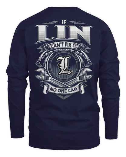 LIN AP81-K4-626 - Personalized Ahmed Quote Apparel “If Ahmed Can't Fix It, No One Can” - Men's Long Sleeved T-Shirt - Navy