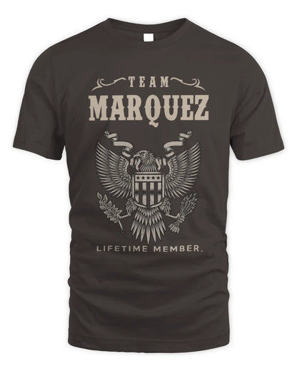 MARQUEZ TP06-K82 – Personalized Classic Style Apparel “Team NAME Lifetime Member” - Unisex Standard T-Shirt - Dark Chocolate