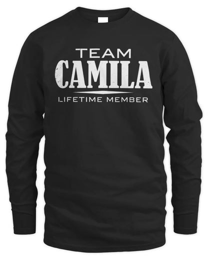 CAMILA BL62-K4-128 - Personalized “Team NAME Lifetime Member” - Men's Long Sleeved T-Shirt - Black