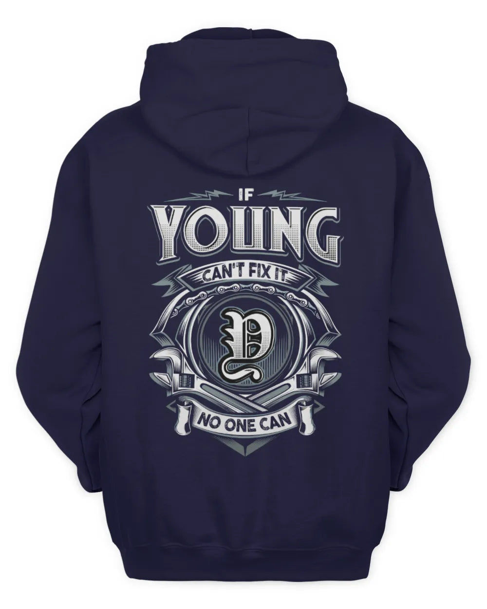 YOUNG AP81-K4-626 - Personalized Ahmed Quote Apparel “If Ahmed Can't Fix It, No One Can” - Unisex Hoodie - Navy
