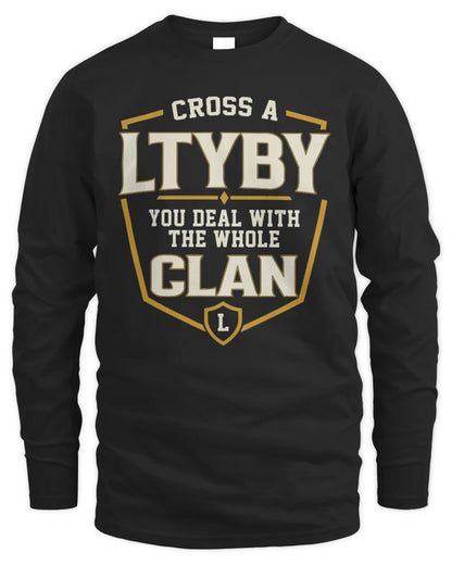 LTYBY NT1-K008 Cross A/An NAME, You Deal With the Whole Clan | Personalized Vintage T-Shirt - Men's Long Sleeved T-Shirt - Black