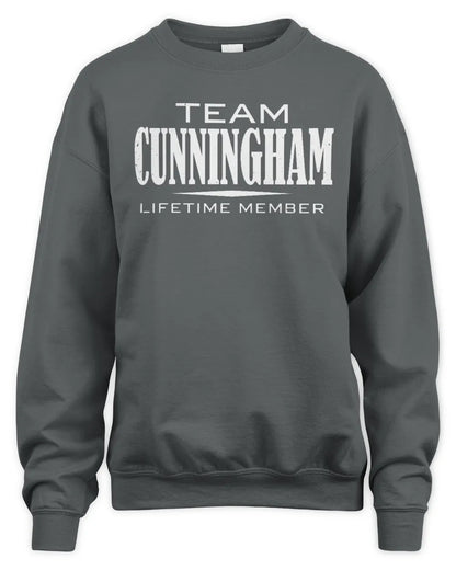 CUNNINGHAM BL62-K4-128 - Personalized “Team NAME Lifetime Member” - Unisex Sweatshirt - Charcoal
