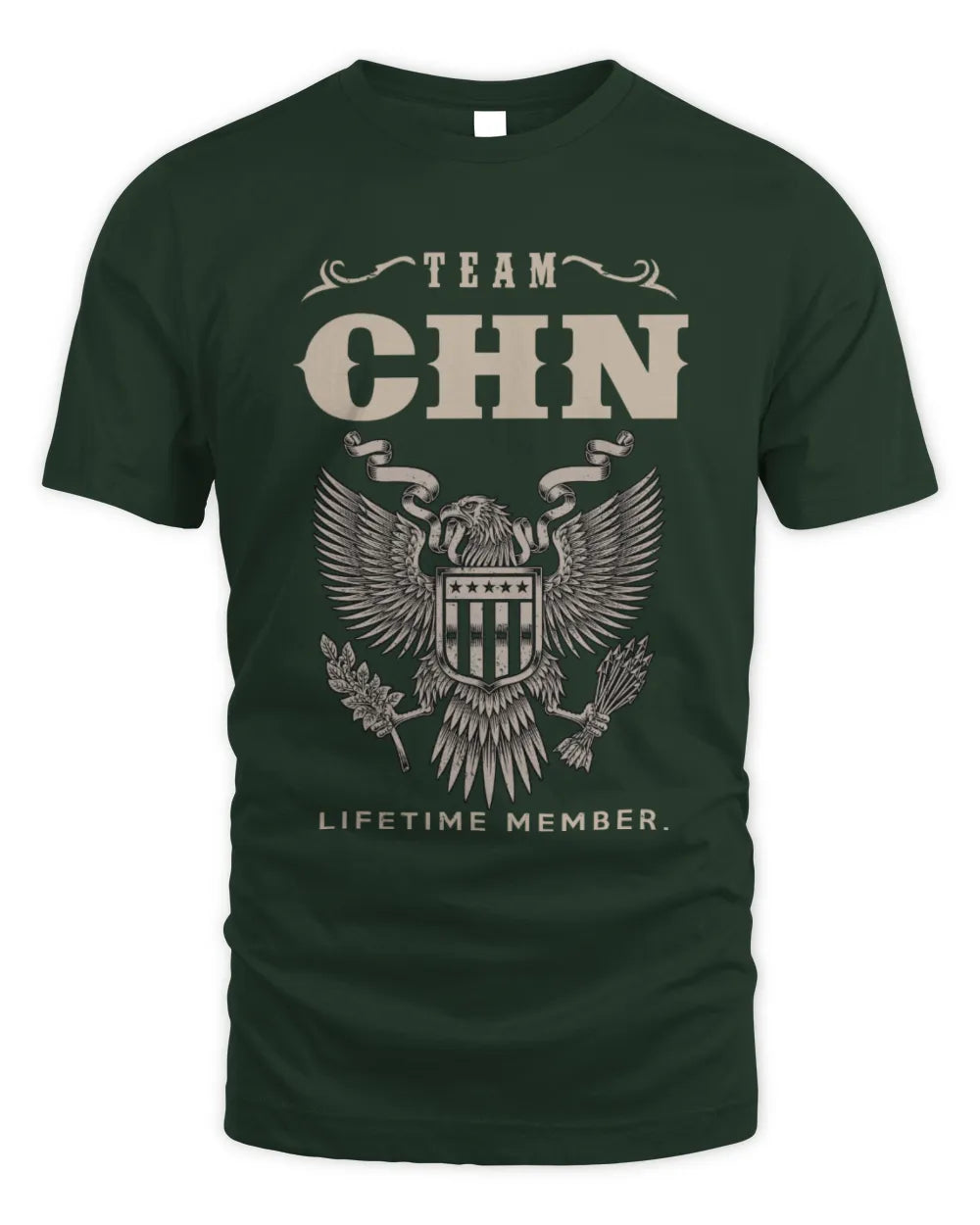 CHN TP06-K82 – Personalized Classic Style Apparel “Team NAME Lifetime Member” - Unisex Standard T-Shirt - Forest Green