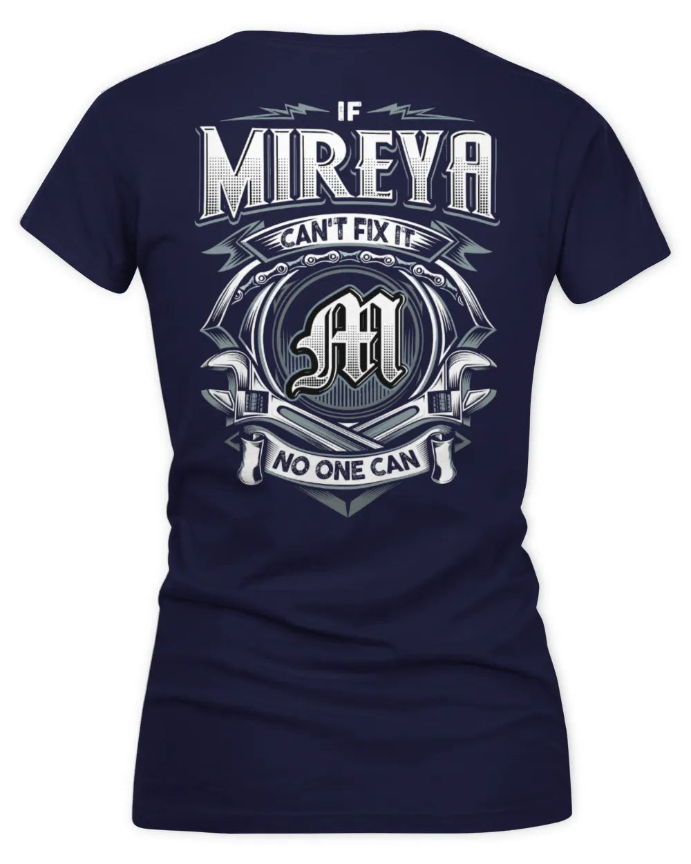 MIREYA AP81-K4-626 - Personalized Ahmed Quote Apparel “If Ahmed Can't Fix It, No One Can” - Women's V-Neck T-Shirt - Navy