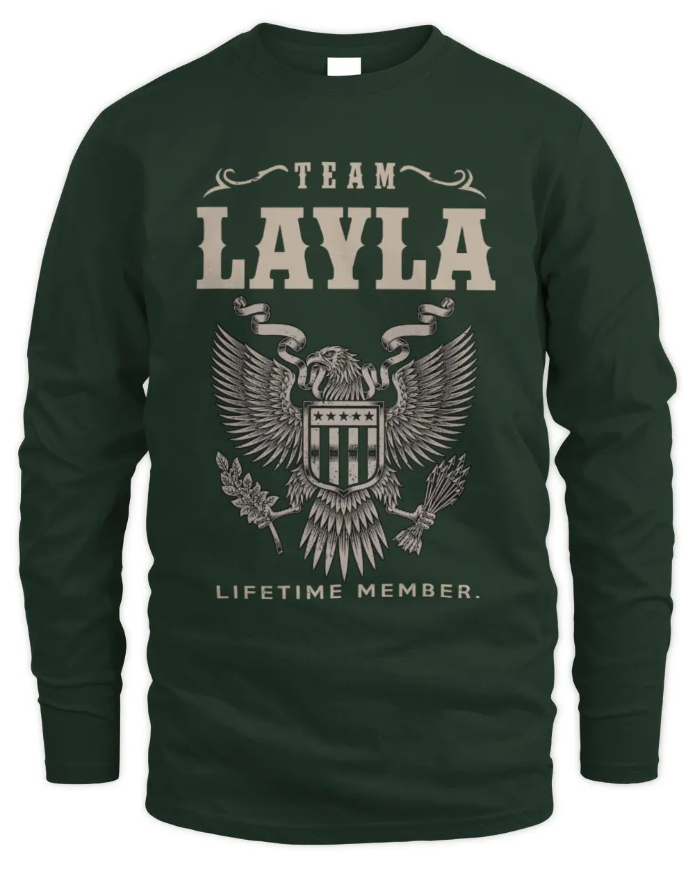LAYLA TP06-K82 – Personalized Classic Style Apparel “Team NAME Lifetime Member” - Men's Long Sleeved T-Shirt - Forest Green