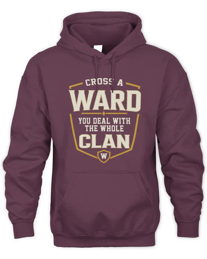 WARD NT1-K008 Cross A/An NAME, You Deal With the Whole Clan | Personalized Vintage T-Shirt - Unisex Hoodie - Maroon