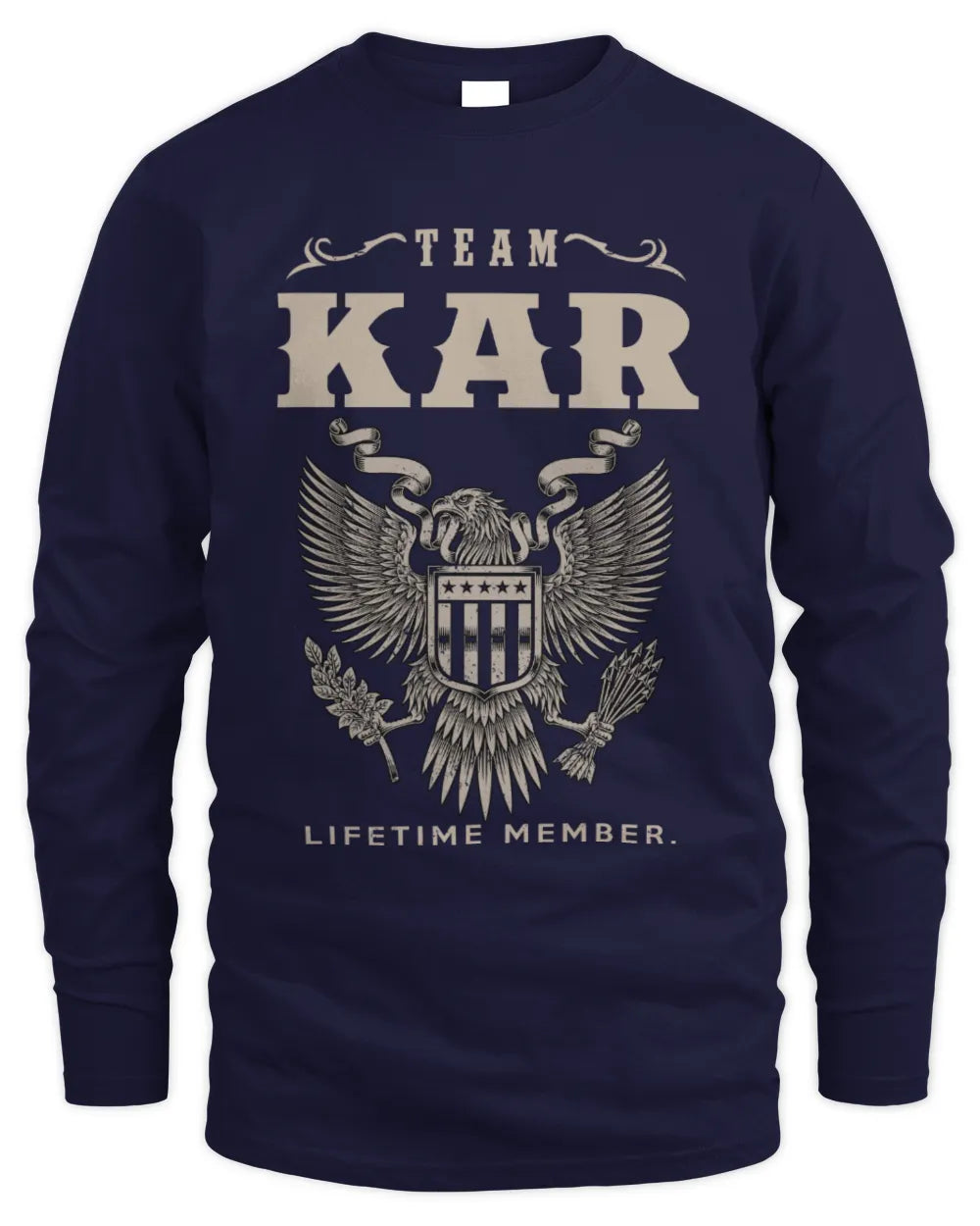KAR TP06-K82 – Personalized Classic Style Apparel “Team NAME Lifetime Member” - Men's Long Sleeved T-Shirt - Navy