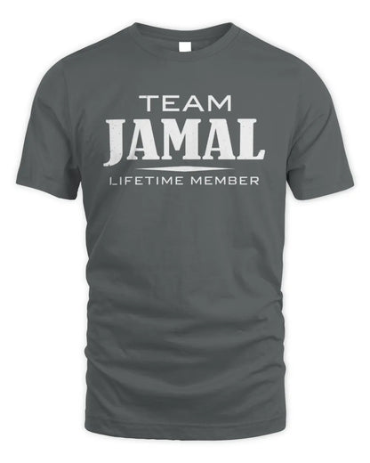 JAMAL BL62-K4-128 - Personalized “Team NAME Lifetime Member” - Unisex Standard T-Shirt - Charcoal